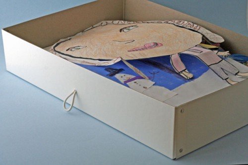 box of child's artwork