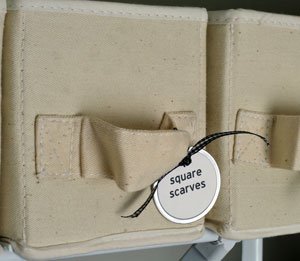 labeled canvas storage bin