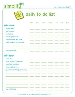 daily to-do list for kids