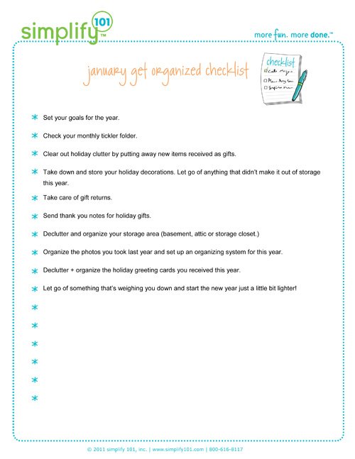 january get organized checklist