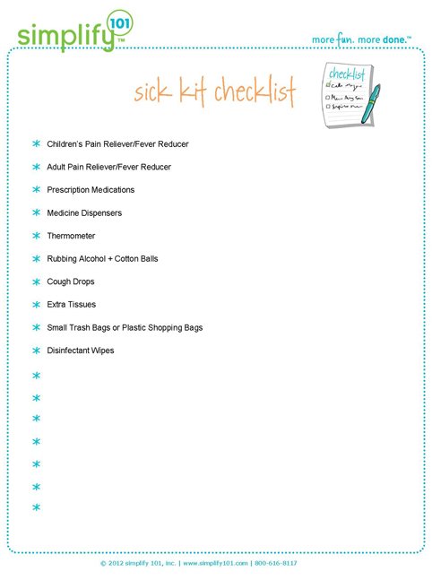 sick kit checklist