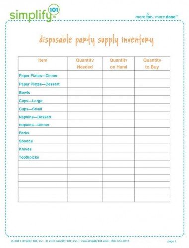 28 days party supply inventory simplify101