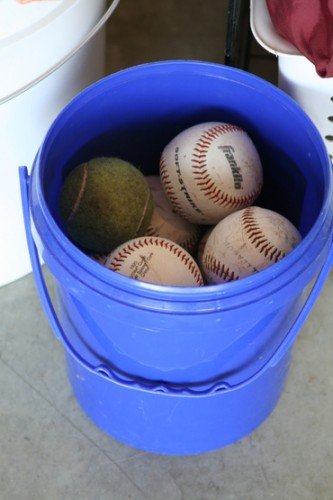bucket of baseballs