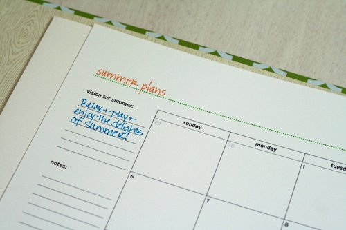 Summer planning calendar