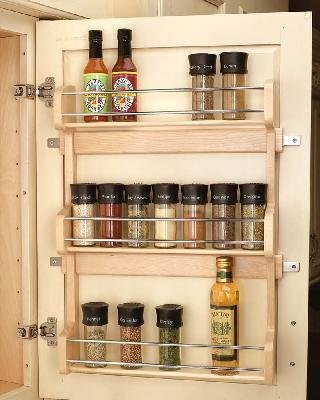 organize spices in an over-the-door spice rack