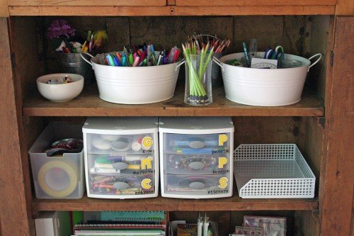 Home Organizing Idea: Set up a craft and homework supply cabinet