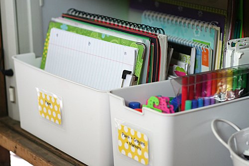 Store homework supplies like extra paper in an itso bin