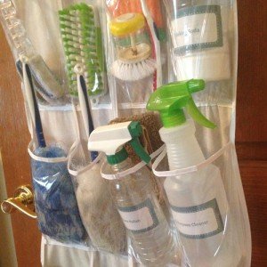 Shoe organizers keep cleaning supplies tidy, plus save space!
