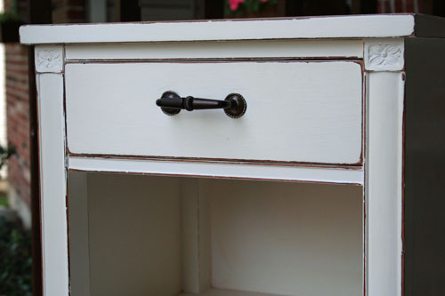 Nightstand Drawer After Chalk Painting